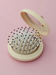 1入組圓形便攜折疊旅行鏡子梳子刷子