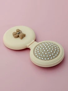 1入組圓形便攜折疊旅行鏡子梳子刷子