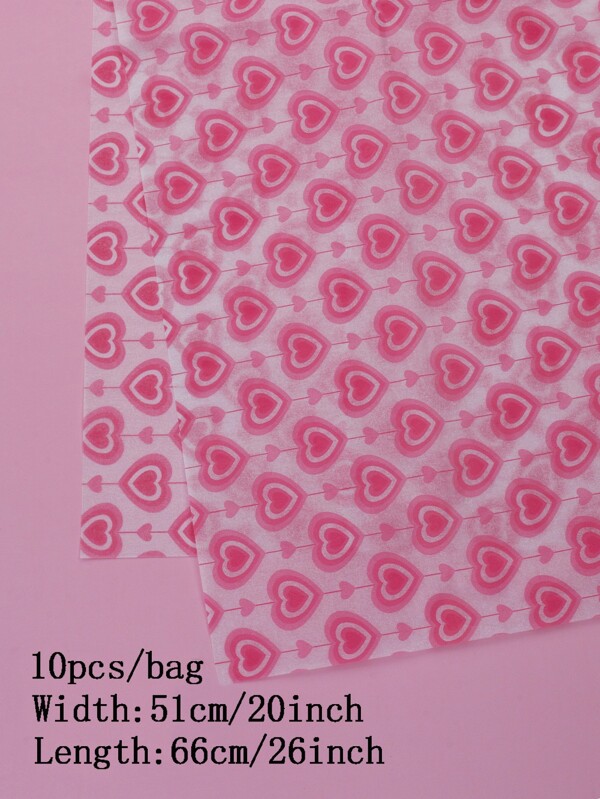 10 pièces Papier cadeau à imprimé cœur cadeau | Mode en ligne | SHEIN
