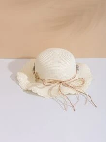 Toddler Girls Flower Decor Straw Hat