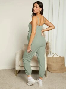 SHEIN 孕婦哺乳腰部抽繩吊帶連體褲