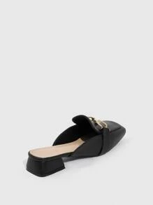 CUCCOO BIZCHIC Zapatos planos cuadrados con decoración metálica para mujer, elegantes zapatos mule negros para vacaciones de verano, rebajas de verano, vuelta al cole, zapatos universitarios, elegantes básicos, casual de negocios, Navidad, otoño, Año Nuevo, vacaciones
