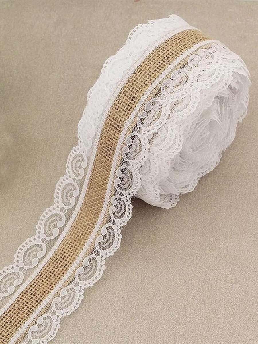 1pc DIY Burlap Ribbon, 5m DIY Linen Gift Wrap, Wedding Party Decoration ...