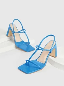 Xăng đan Cao gót Nữ màu trơn Đúng mốt - Màu xanh lam - Xem 5