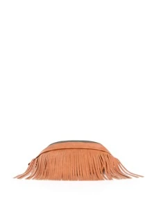 中等腰包橘色流蘇裝飾可調整肩帶