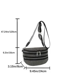 Riñonera con diseño de tachuela negro punk con tira ajustable con monedero - Plateado - Ver 3