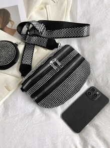 Riñonera con diseño de tachuela negro punk con tira ajustable con monedero - Plateado - Ver 6