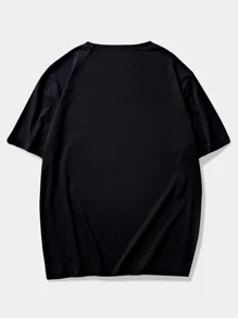 ROMWE MEN Grunge Punk Tops Nam Lễ Các Thánh Lá thư Đường phố - màu đen - Xem 2