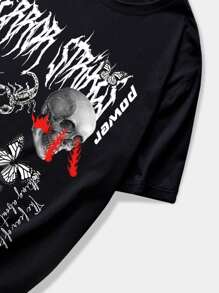 ROMWE MEN Grunge Punk Tops Nam Lễ Các Thánh Lá thư Đường phố - màu đen - Xem 4