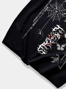 ROMWE MEN Grunge Punk Tops Nam Lễ Các Thánh Lá thư Đường phố - màu đen - Xem 6