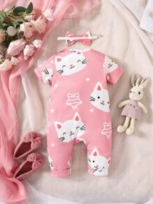 Baby Cartoon Graphic Jumpsuit - Pink - View 2