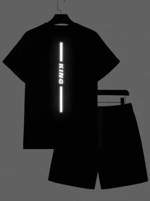 Manfinity VCAY Uomo Pantaloncini e Maglietta con grafica lettera