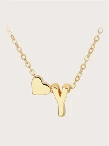 1入組字母墜飾項鍊 - 金黃色 - 查看 4