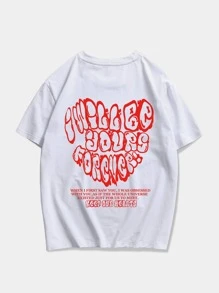 ROMWE MEN Street Life 男士標語圖案 T 卹 - 白色 - 查看 1