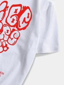 ROMWE MEN Street Life 男士標語圖案 T 卹 - 白色 - 查看 6