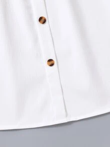 SHEIN Girls Solid Button Front Cami Dress - White - View 5