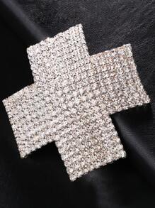 1pair Glamorous Rhinestone Decor Geometric Design Nipple Cover For Women For Gift - Silver - View 3