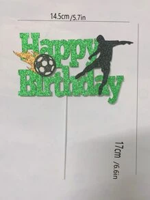 1入組足球和字母裝飾生日蛋糕裝飾 - 彩色 - 查看 3