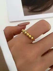 1 chiếc nhẫn hạt xoay trượt Fidget dành cho nữ, phụ kiện trang sức thời trang thích hợp để đeo hàng ngày - Vàng - Xem 1