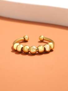 1 chiếc nhẫn hạt xoay trượt Fidget dành cho nữ, phụ kiện trang sức thời trang thích hợp để đeo hàng ngày - Vàng - Xem 2