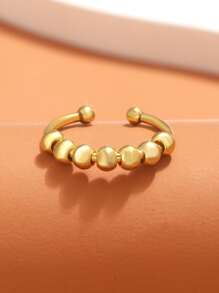 1 chiếc nhẫn hạt xoay trượt Fidget dành cho nữ, phụ kiện trang sức thời trang thích hợp để đeo hàng ngày - Vàng - Xem 4