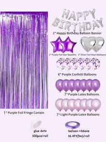 40pcs Star & Heart Shaped Balloon & Tassel Curtain Set - Multicolor - View 5