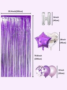 40pcs Star & Heart Shaped Balloon & Tassel Curtain Set - Multicolor - View 6