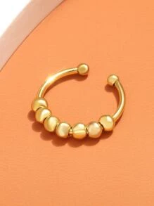 1 chiếc nhẫn hạt xoay trượt Fidget dành cho nữ, phụ kiện trang sức thời trang thích hợp để đeo hàng ngày - Vàng - Xem 5