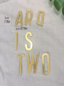 27 piezas Decoración de tarta de letras de diseño moderno en PMMA, decoración de tarta para fiestas, Navidad - Dorado - Ver 3