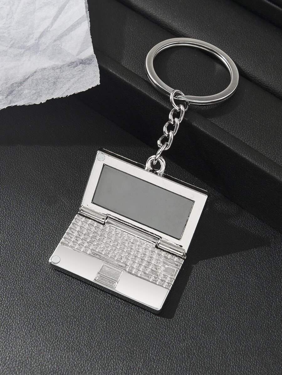 Llavero con colgante de computadora para hombres de la calle, accesorio para coche, bolso o mochila escolar - Plateado - Ver 1