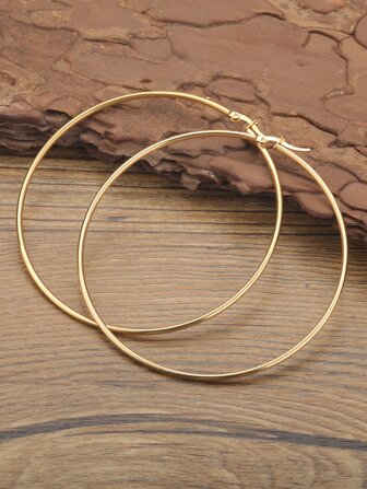 1pair Fashion Minimalist Hoop Earrings For Women For Party, Stainless Steel Jewelry