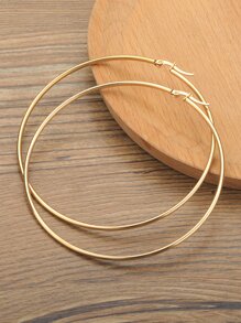 1 Đôi Thời Trang Tối Giản Đôi Khuyên Tai Vòng Cho Nữ Dự Tiệc, Trang Sức Inox - Vàng - Xem 2