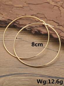 1 Đôi Thời Trang Tối Giản Đôi Khuyên Tai Vòng Cho Nữ Dự Tiệc, Trang Sức Inox - Vàng - Xem 3