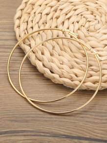 1 Đôi Thời Trang Tối Giản Đôi Khuyên Tai Vòng Cho Nữ Dự Tiệc, Trang Sức Inox - Vàng - Xem 5