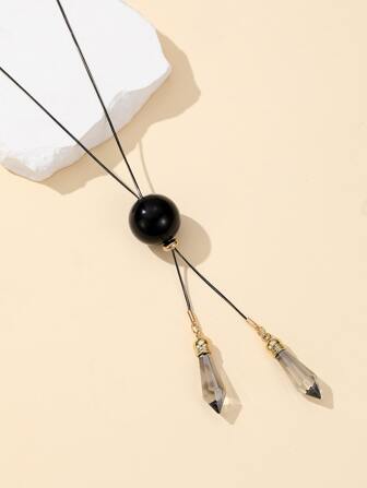 1pc Fashion Bead Decor Long Necklace For Women For Dating Gift
