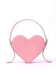 Heart-Shaped Pink Fashionable Ladies Shoulder Bag Valentines - Pink - View 1
