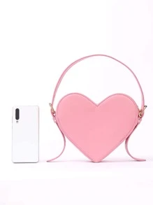 Heart-Shaped Pink Fashionable Ladies Shoulder Bag Valentines - Pink - View 2
