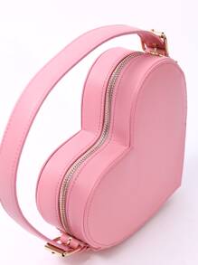 Heart-Shaped Pink Fashionable Ladies Shoulder Bag Valentines - Pink - View 7
