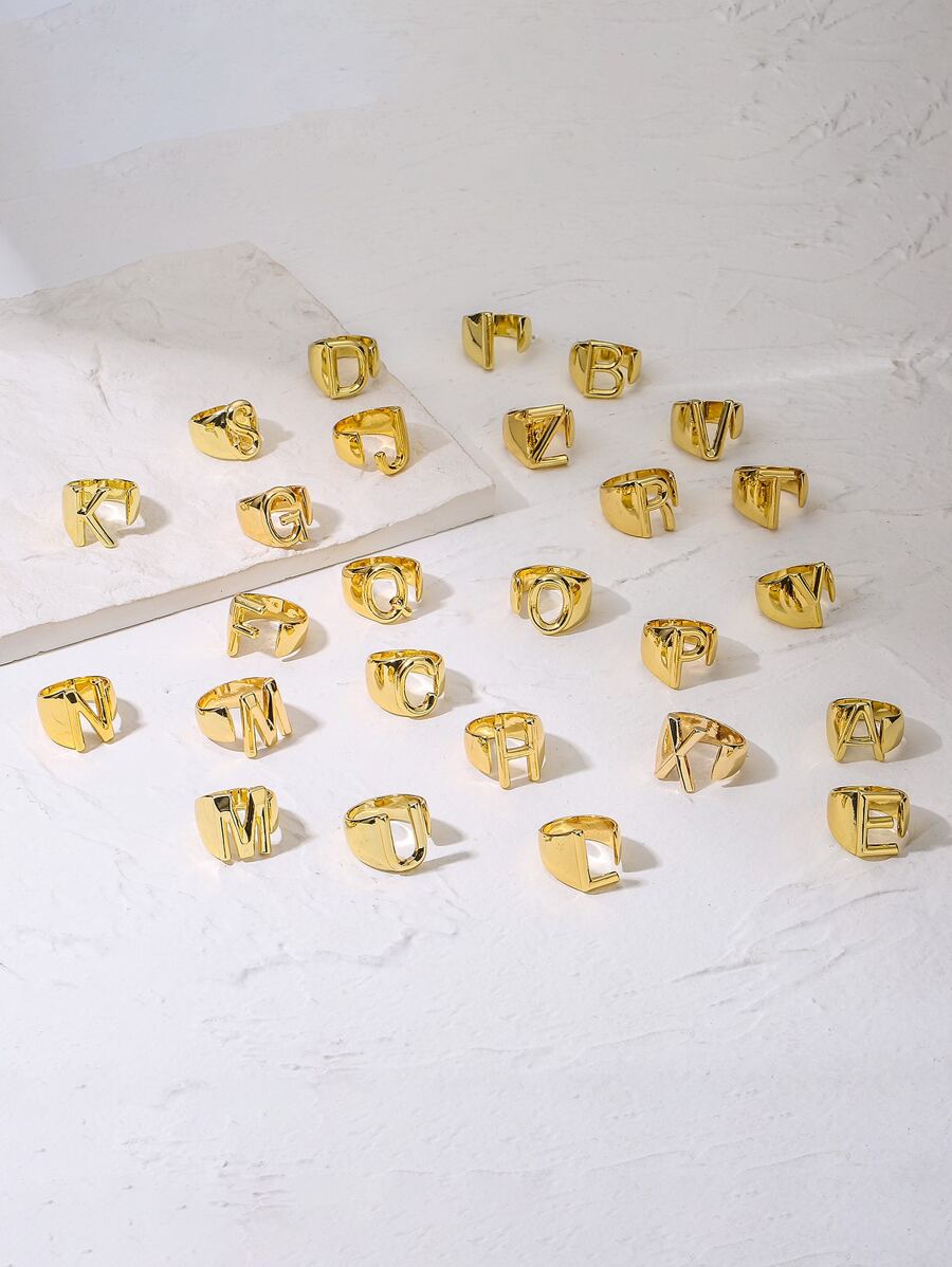 Nhẫn trang trí 1 chữ cái - Vàng - Xem 1
