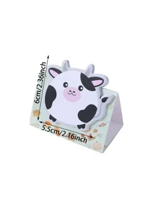 1pc Cartoon Cow Print Sticky Note, Cute Sticky Note For Students - Black and White - View 2