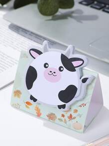 1pc Cartoon Cow Print Sticky Note, Cute Sticky Note For Students - Black and White - View 1