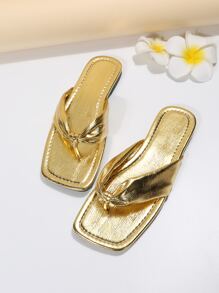 Dép xỏ ngón kiểu Pháp dành cho nữ, kiểu dáng mùa hè ngọt ngào như nàng tiên, đa năng, chống trượt, đế mềm, thích hợp cho các buổi hẹn hò, tụ họp, tiệc tùng và mặc hàng ngày. - Vàng - Xem 5