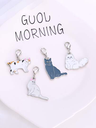 سلاسل مفاتيح قط رسوم كارتون حلية 4 قطع
