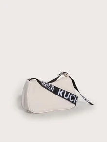 Mini Hobo Bag Beige Fashionable Adjustable Strap For Daily - White - View 2