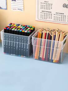 1入組透明筆塑膠文具收納盒 - 無色 - 查看 1