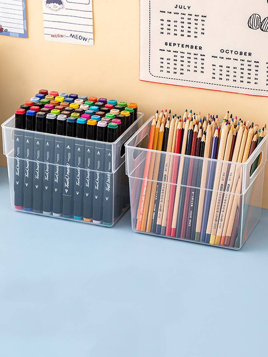 1入組透明筆塑膠文具收納盒 - 無色 - 查看 1