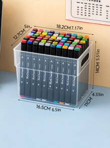 1入組透明筆塑膠文具收納盒 - 無色 - 查看 3