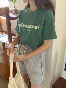 DAZY Slogan Graphic Tee - Green - View 1