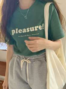 DAZY Slogan Graphic Tee - Green - View 2