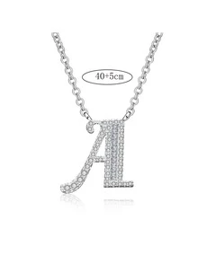 1 vòng cổ chuỗi chữ cái Zirconia - Bạc - Xem 3